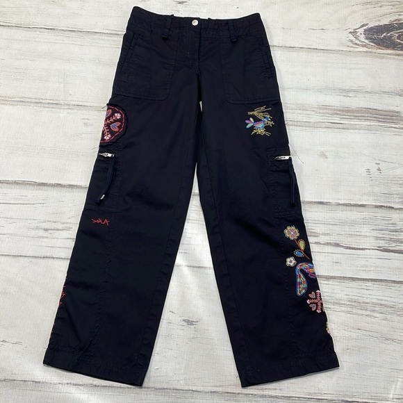 JOHNNY WAS Pants Embroidered Floral Birds Size XS - Picture 13 of 14